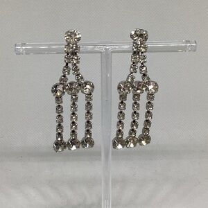 Elegant Vintage Rhinestone CLIP ON Dangle Earrings